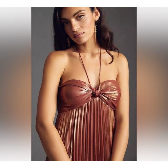 Anthropologie Plissé Halter Dress Size Small - Picture 3 of 9